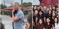 Chris Martin, vocalista do Coldplay surpreendeu estudantes ao surgir em ensaio de bateria