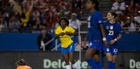 Ludmila marcou o gol do Brasil na derrota para os Estados Unidos, por 2 a 1, no Torneio She Believes