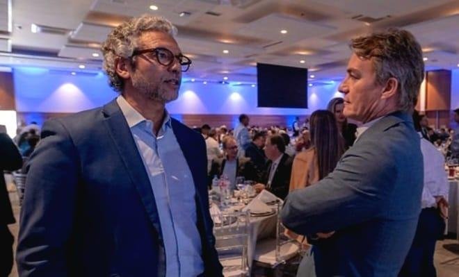 L&iacute;der do governo, Frederico Antunes, e o presidente da Assembleia, Vilmar Zanchin, durante reuni&atilde;o-almo&ccedil;o