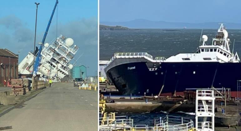 Embarca&ccedil;&atilde;o ficou inclinada em 45&ordm; e assustou todos os que estavam a bordo