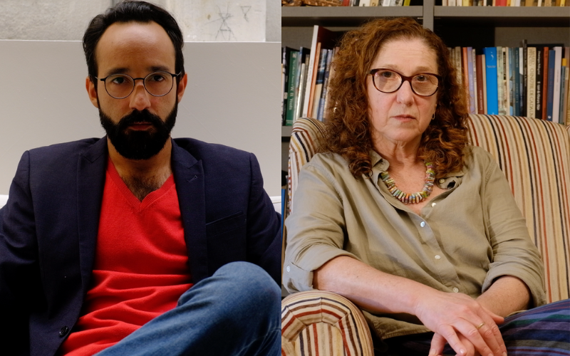 Lucas Dupin (E), Elida Tessler (D) e mais quatro artistas refletem sobre a concep&ccedil;&atilde;o de suas obras no m&eacute;dia metragem
