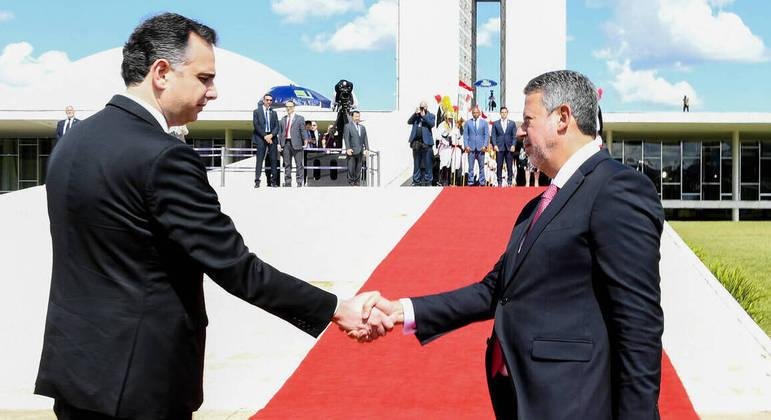 Rodrigo Pacheco (PSD-MG) e Arthur Lira (PP-AL) na abertura dos trabalhos legislativos de 2023