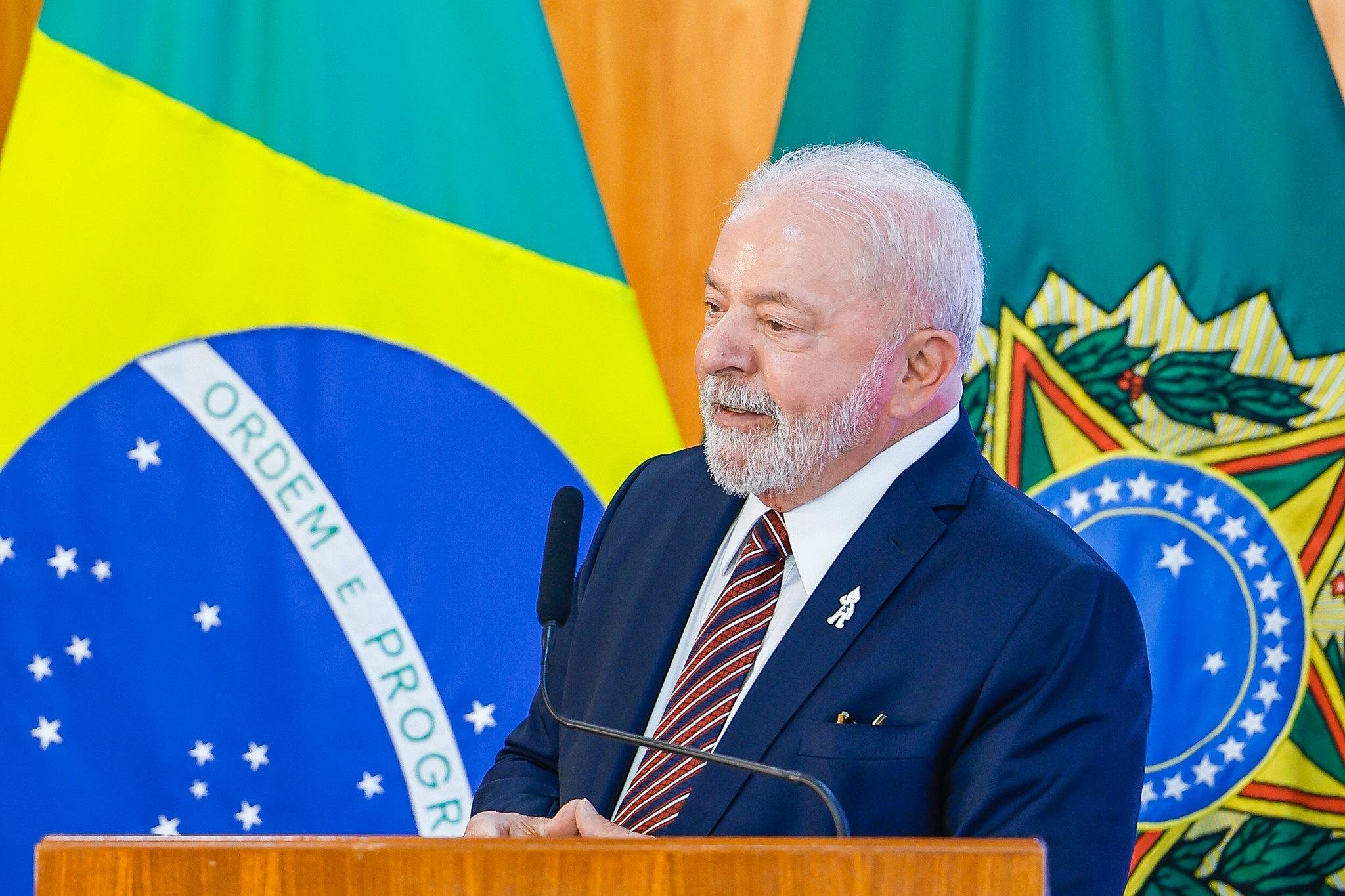 O presidente da Rep&uacute;blica, Luiz In&aacute;cio Lula da Silva, em cerim&ocirc;nia no Pal&aacute;cio do Planalto