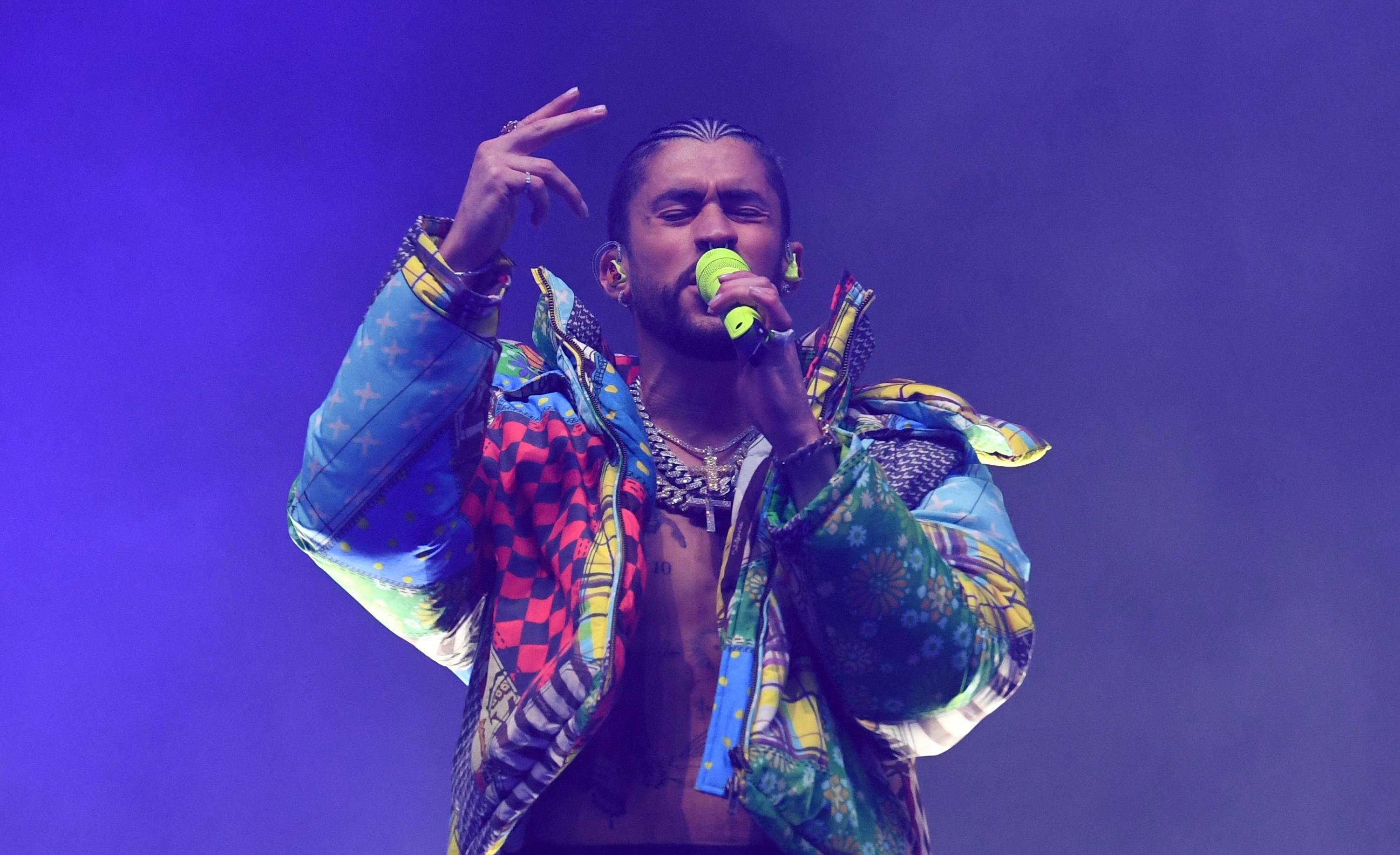 O cantor Bad Bunny se apresenta durante o primeiro fim de semana do Coachella