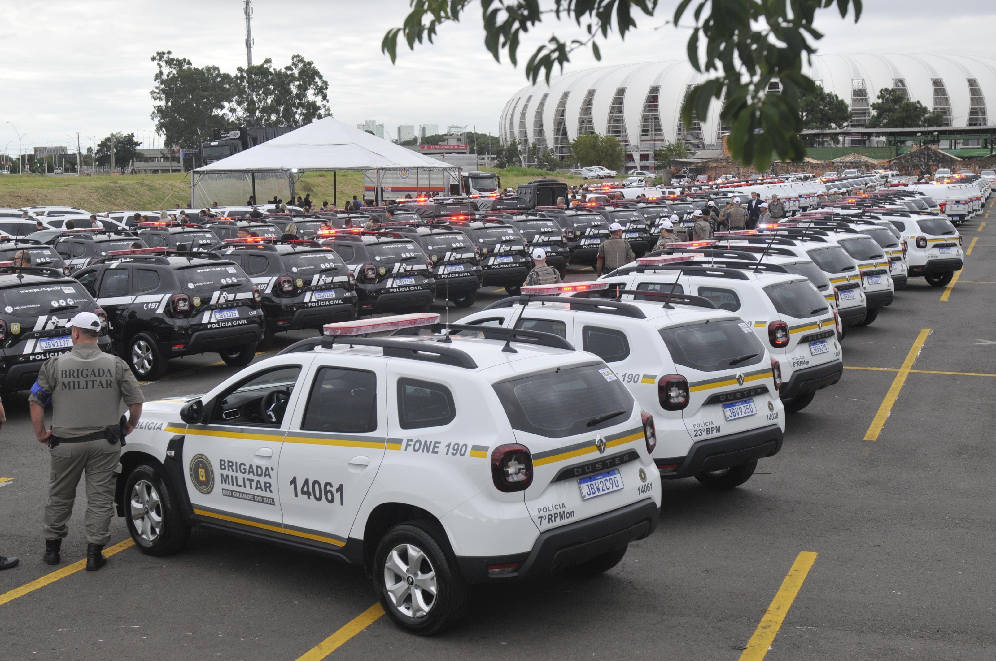 A Brigada Militar recebeu 105 viaturas e a Pol&iacute;cia Civil 29 ve&iacute;culos.