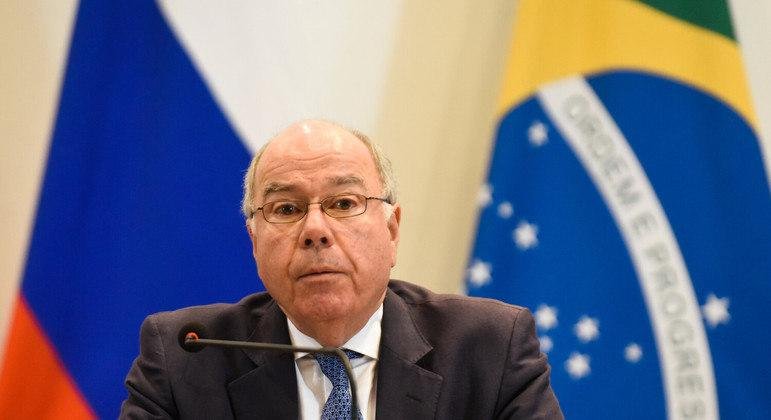 O ministro das Rela&ccedil;&otilde;es Exteriores, Mauro Vieira, durante evento no Pal&aacute;cio Itamaraty