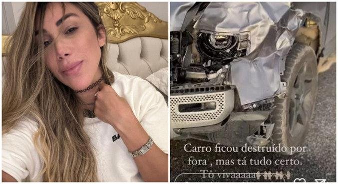 Taty Girl mostrou estado do ve&iacute;culo ap&oacute;s acidente: 'Destru&iacute;do por fora'
