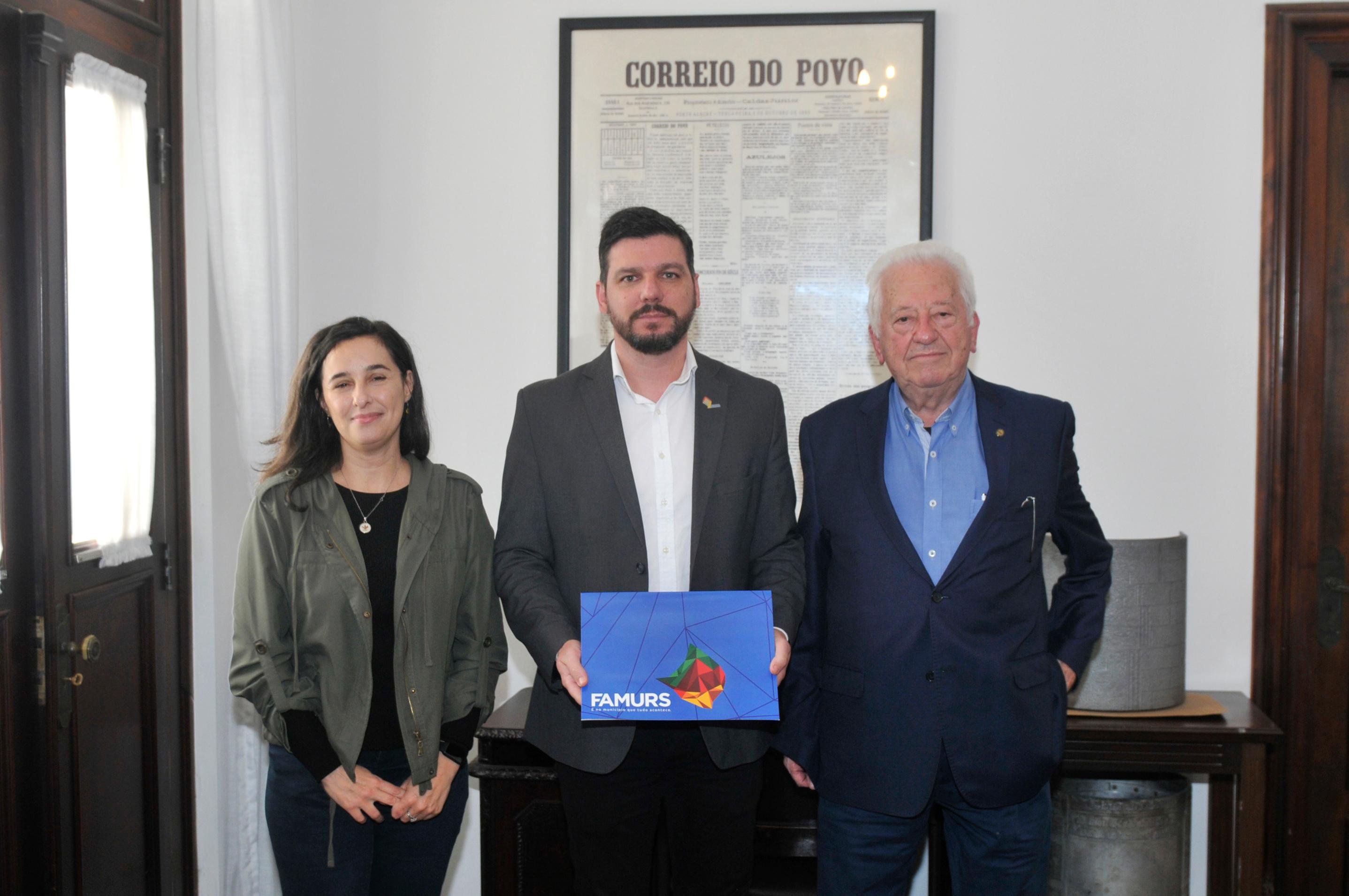 Representantes da Famurs e HidroviasRS estiveram no Correio do Povo convidando para o semin&aacute;rio