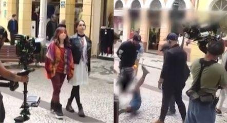 Grava&ccedil;&atilde;o com Larissa Manoela e Giulia Be termina em briga
REPRODU&Ccedil;&Atilde;O/RECORD TV