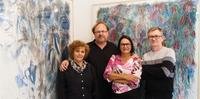 Teresa Poester, Félix Bressan, Mara Prates e Nelson Wilbert durante abertura de exposição na Ocre Galeria