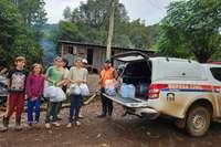 Defesa Civil do Estado levou alimentos até famílias necessitadas em Caraá.
