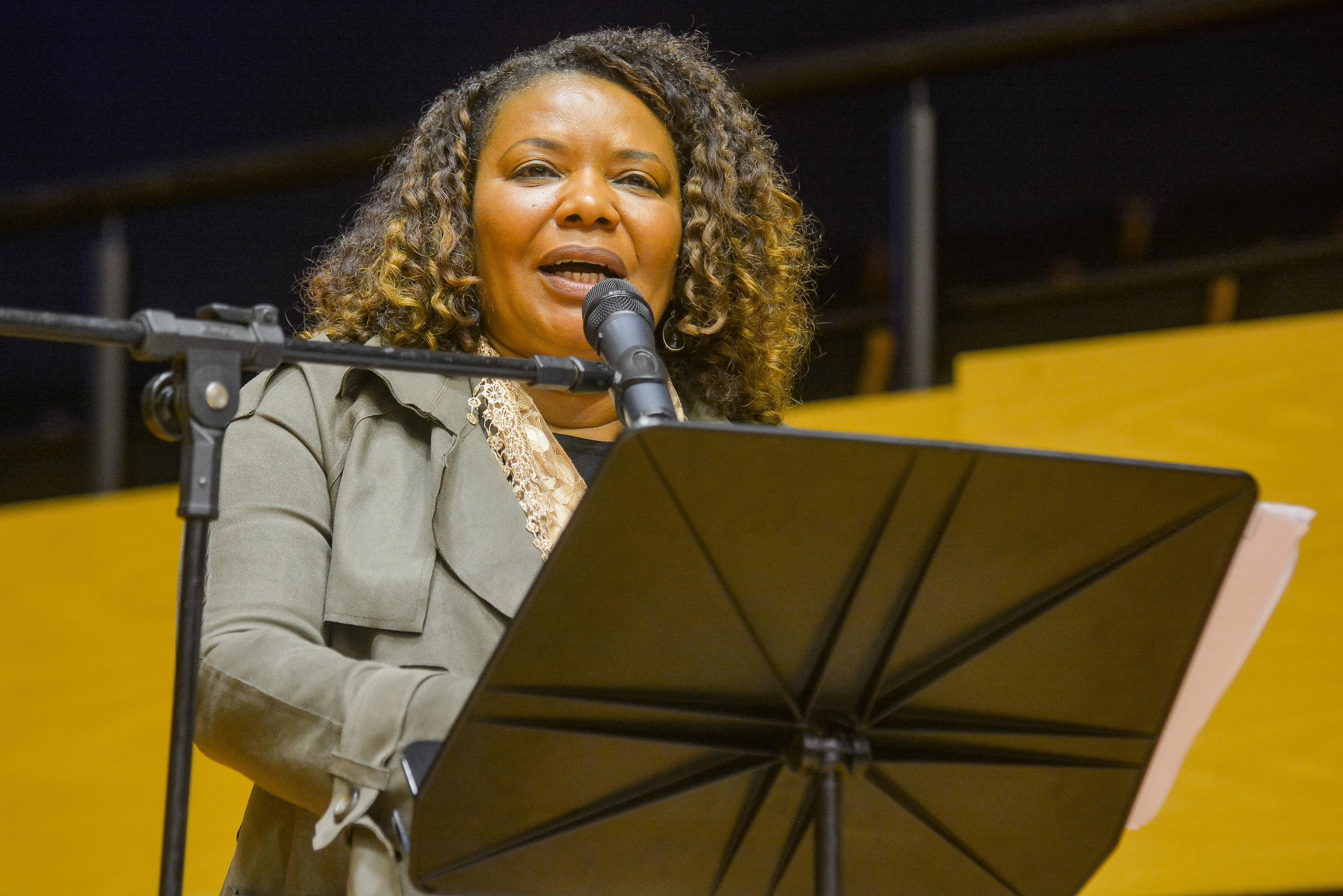 Ministra da Cultura, Margareth Menezes, participa de oficina sobre a Lei Paulo Gustavo, na sala da OSPA