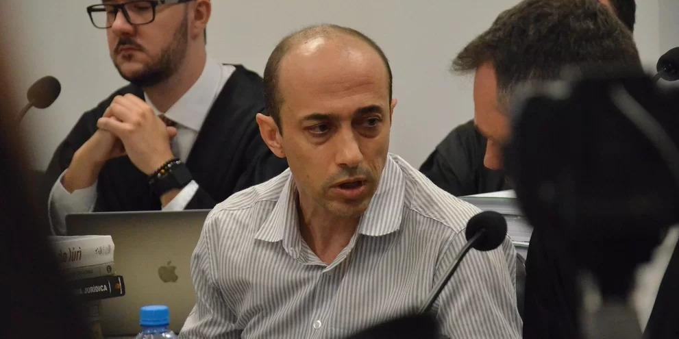 Leandro Boldrini durante julgamento por participa&ccedil;&atilde;o na morte do filho Bernardo.