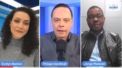 Evelyn Bastos, Thiago Gardinali e Jorge Matavel no "Planeta Record"