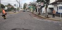 Com a trégua da chuva, foi possível efetuar a limpeza em algumas ruas e avenidas de São Sebastião do Caí
