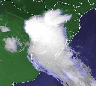 Frente fria avan&ccedil;a pelo Rio Grande do Sul