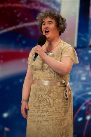 Cantora Susan Boyle durante concurso de m&uacute;sica