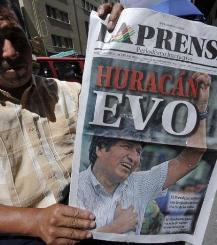 EUA cumprimentam Morales pela vit&oacute;ria na elei&ccedil;&atilde;o boliviana
