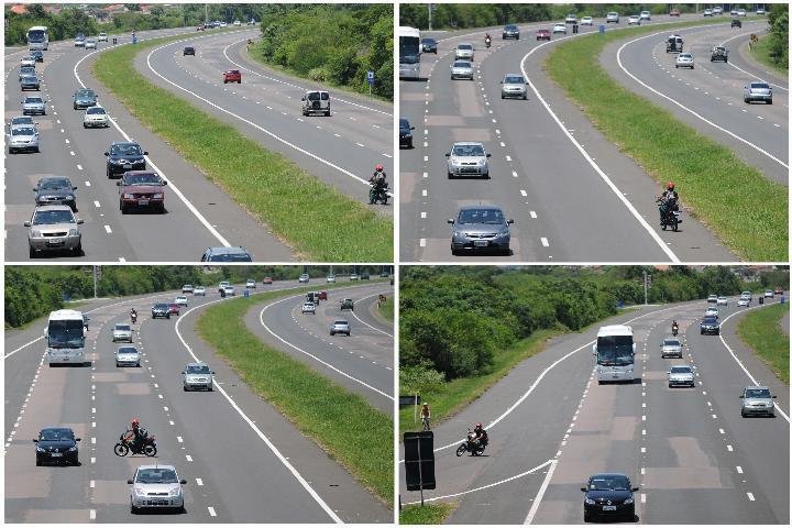 Condutor de uma moto Honda CG 125 Titan avan&ccedil;ou sobre o canteiro central da freeway