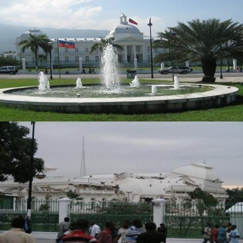 Imagem mostra sede da ONU antes e depois do terremoto