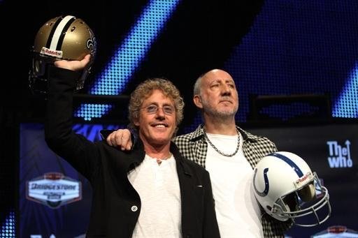Roger Daltrey e Pete Townshend em coletiva do Superbowl