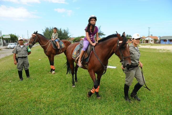 Cavalos atra&iacute;ram a aten&ccedil;&atilde;o das crian&ccedil;as