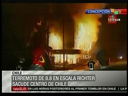 Rede de televis&atilde;o registrou inc&ecirc;ndios ap&oacute;s o terremoto