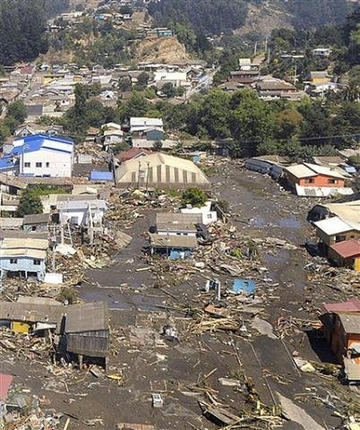 Foto a&eacute;rea mostra a destrui&ccedil;&atilde;o em Concepci&oacute;n