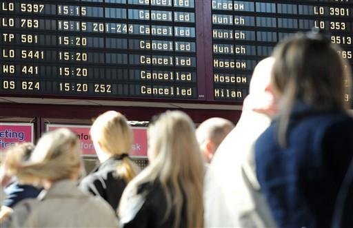 Cinzas vulc&acirc;nicas paralisam aeroportos europeus