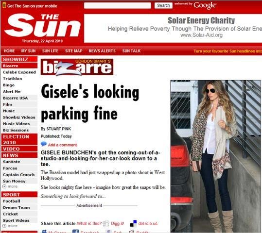 Gisele B&uuml;ndchen &eacute; flagrada em estacionamento