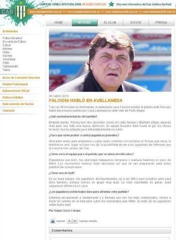 Treinador argentino falou sobre o Inter no site oficial do clube