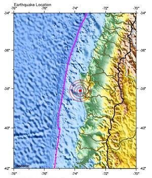 Sismo no Chile ocorreu &agrave;s 19h09min pela hora local. N&atilde;o h&aacute; relatos imediatos de feridos, danos ou de alerta de tsunami