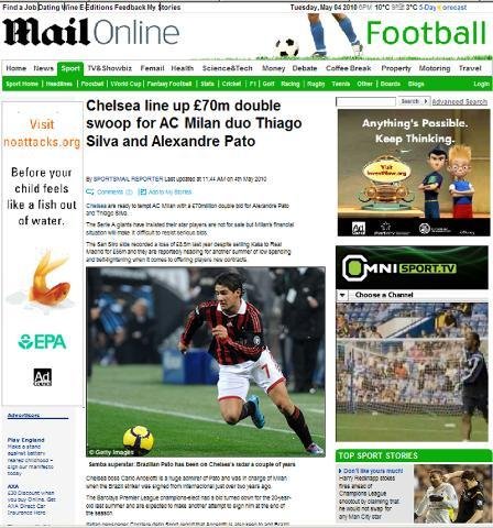 Chelsea quer Thiago Silva e Alexandre Pato
