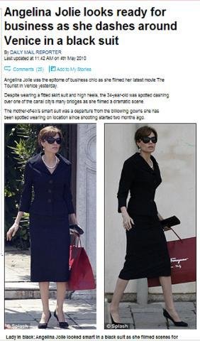 Angelina Jolie usa tailleur em grava&ccedil;&atilde;o de cena
