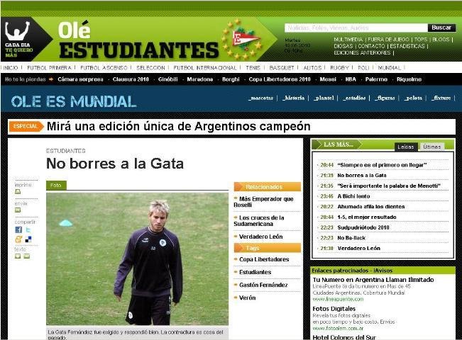 Conforme o Ol&eacute;, Gast&oacute;n Fern&aacute;ndez pode refor&ccedil;ar o Estudiantes contra o Inter