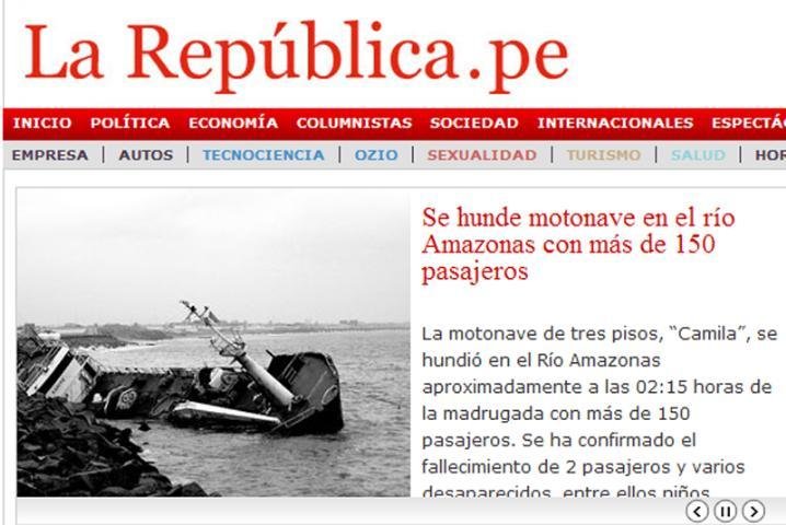 Navio afunda com 150 passageiros no Peru