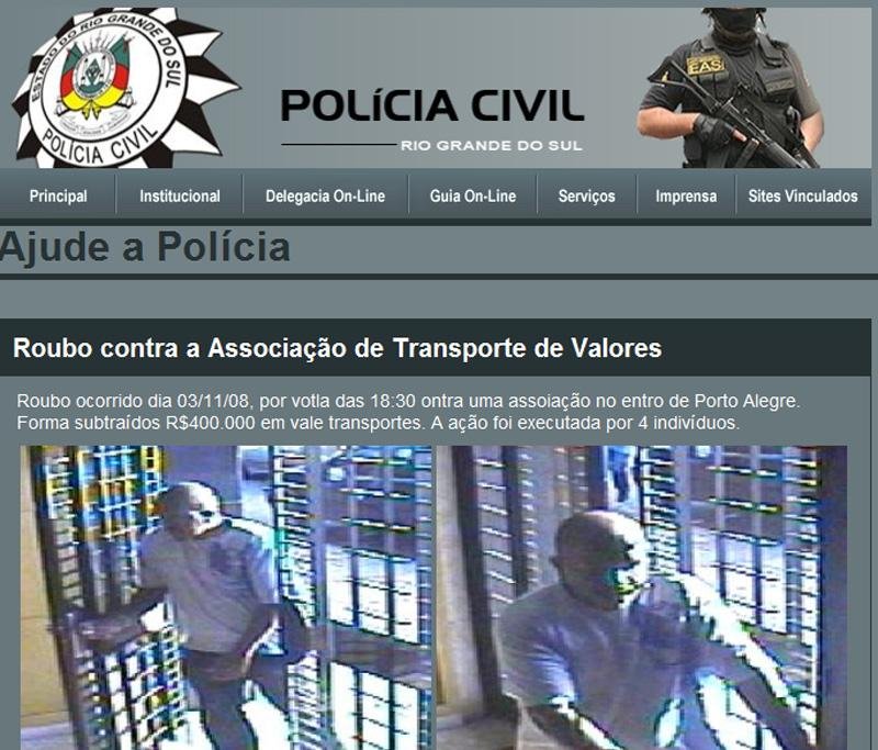 	 Site da Pol&iacute;cia Civil mostra imagens de suspeitos procurados