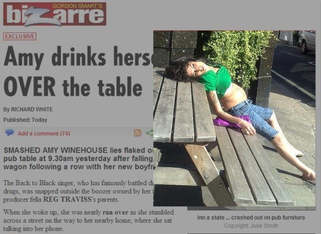 Amy &eacute; flagrada ca&iacute;da em frente a pub em Londres