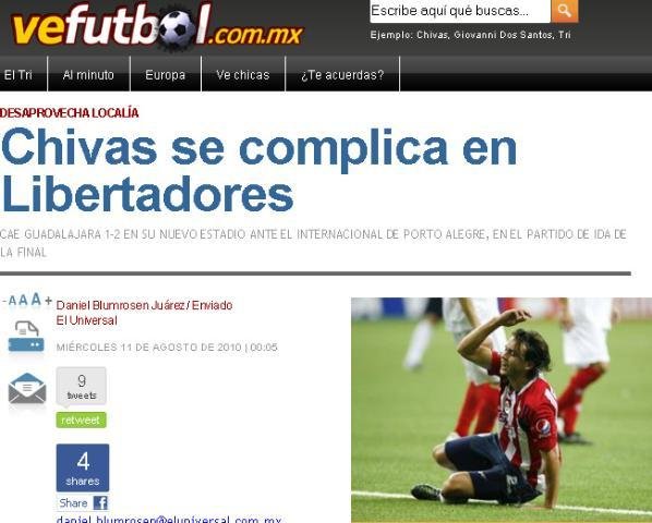 Imprensa mexicana elogia Inter e diz que ta&ccedil;a est&aacute; mais longe