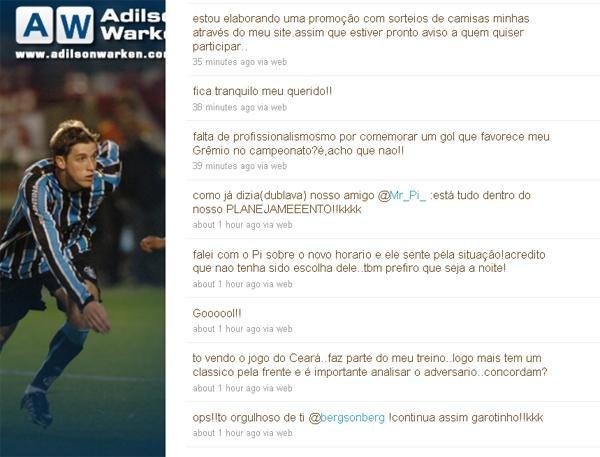 Gremista Adilson envolve-se em pol&ecirc;mica no Twitter