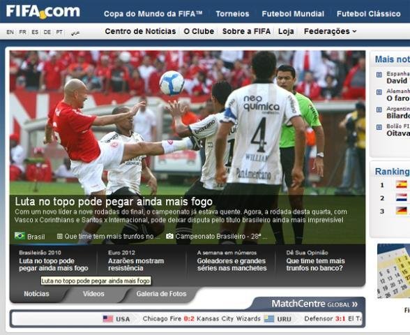 Santos x Inter &eacute; destaque no site da Fifa