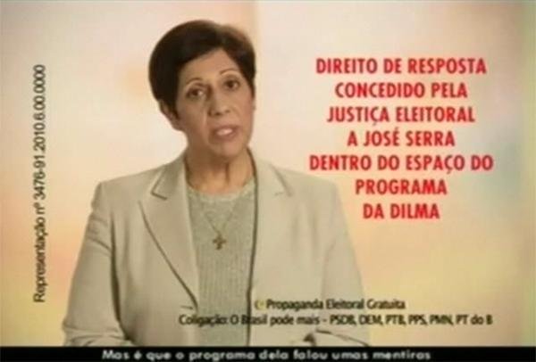 Jos&eacute; Serra obteve na Justi&ccedil;a Eleitoral direito de resposta e ocupou um minuto da propaganda de Dilma Rousseff