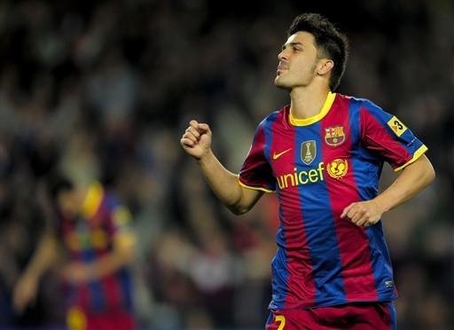 Villa comemora ao marcar na goleada do Bar&ccedil;a contra o Sevilla