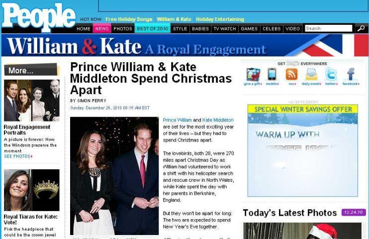 Pr&iacute;ncipe William e Kate Middleton passam o Natal separados