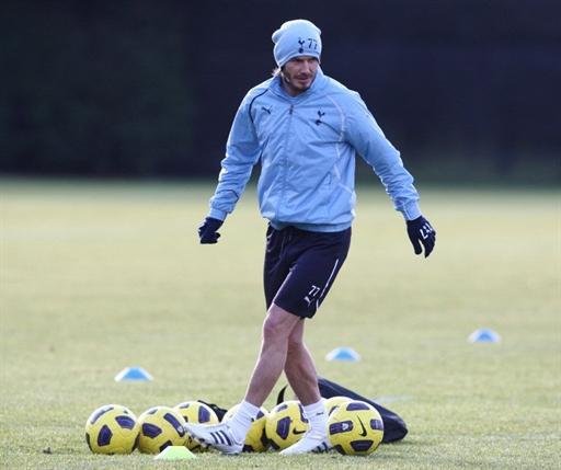 Beckham treina pela primeira vez com o Tottenham