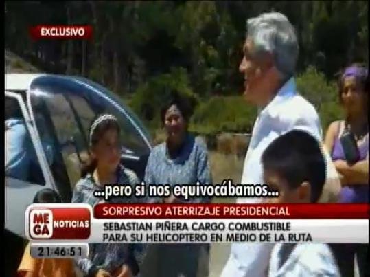 Helic&oacute;ptero pilotado por presidente do Chile pousa em estrada por falta de combust&iacute;vel