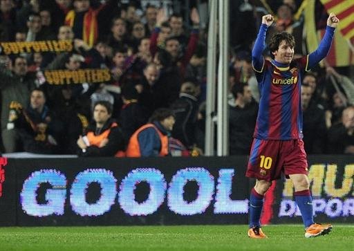 Messi marcou tr&ecirc;s na vit&oacute;ria do Bar&ccedil;a sobre o Atl&eacute;tico de Madri