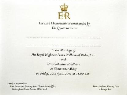 Pr&iacute;ncipe William e Kate Middleton divulgam imagem do convite de casamento