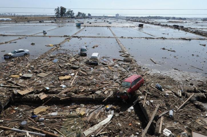 Na cidade litor&acirc;nea de Minamisanriku, a maioria das casas e pr&eacute;dios foi levada pela for&ccedil;a das ondas gigantes