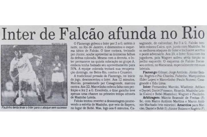 Falc&atilde;o culpou falta de entrosamento por elimina&ccedil;&atilde;o em 1993